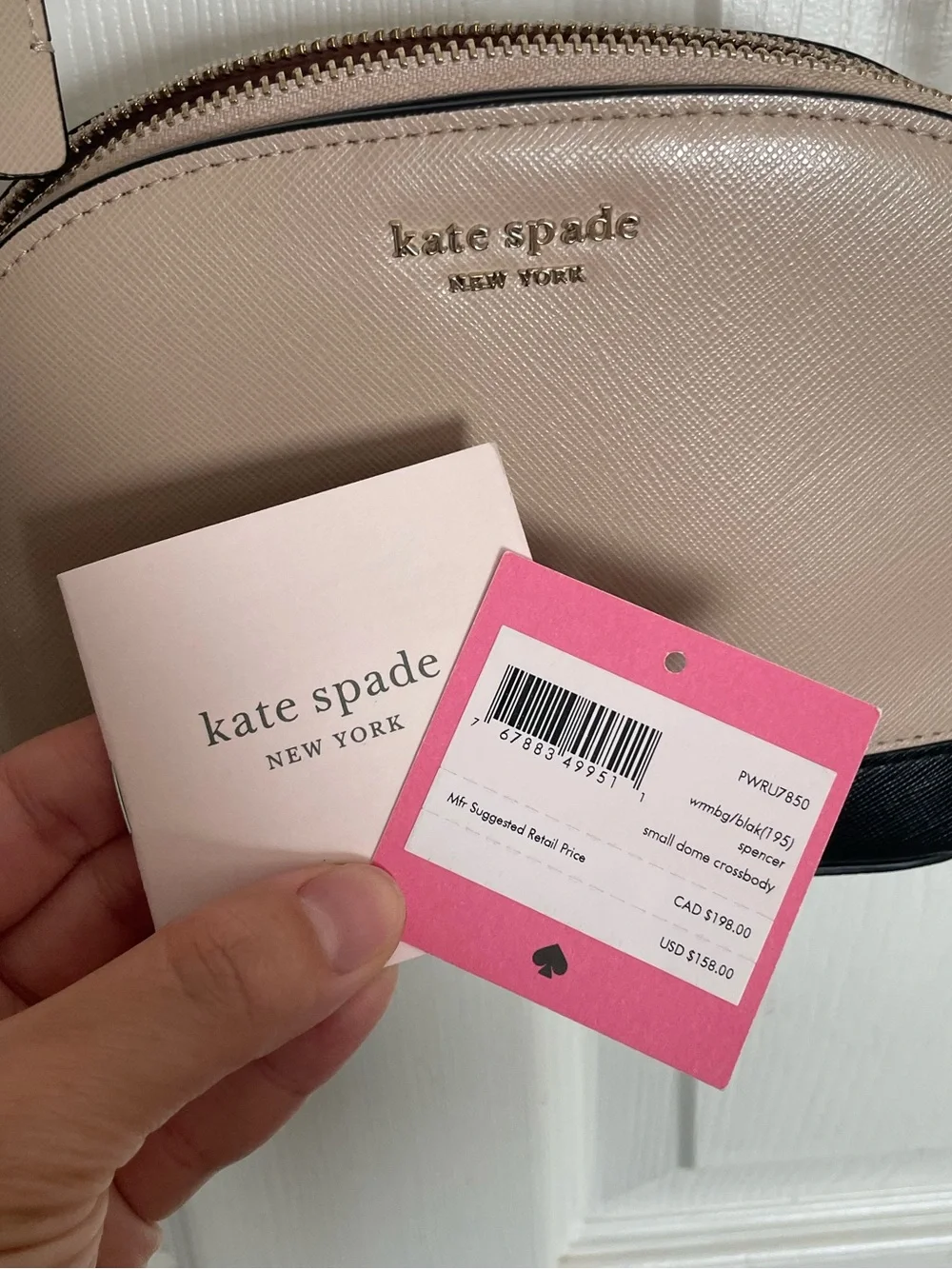 Kate Spade Women's Small Dome Crossbody Soencer Bag in Taupe and Black